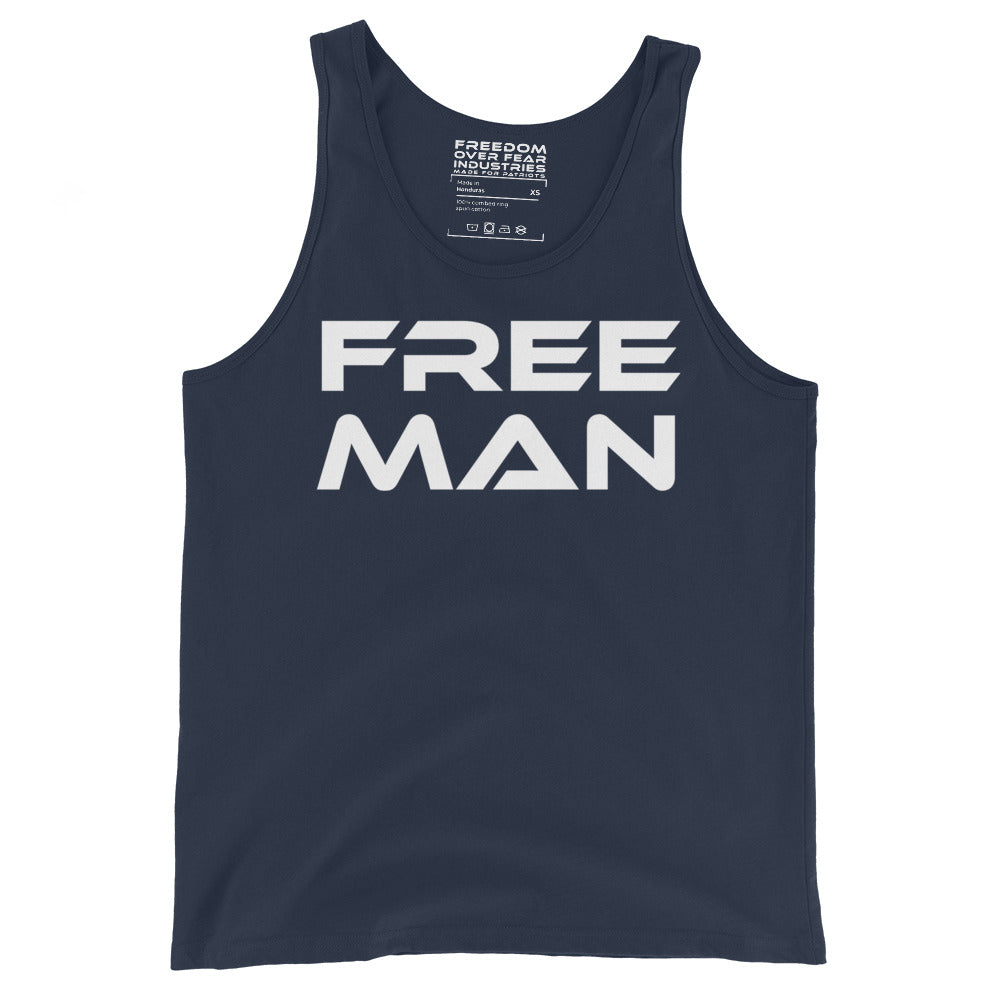 Free Man Tank Top Premium Patriotic Unisex Tank Top Freedom Over Fear Industries