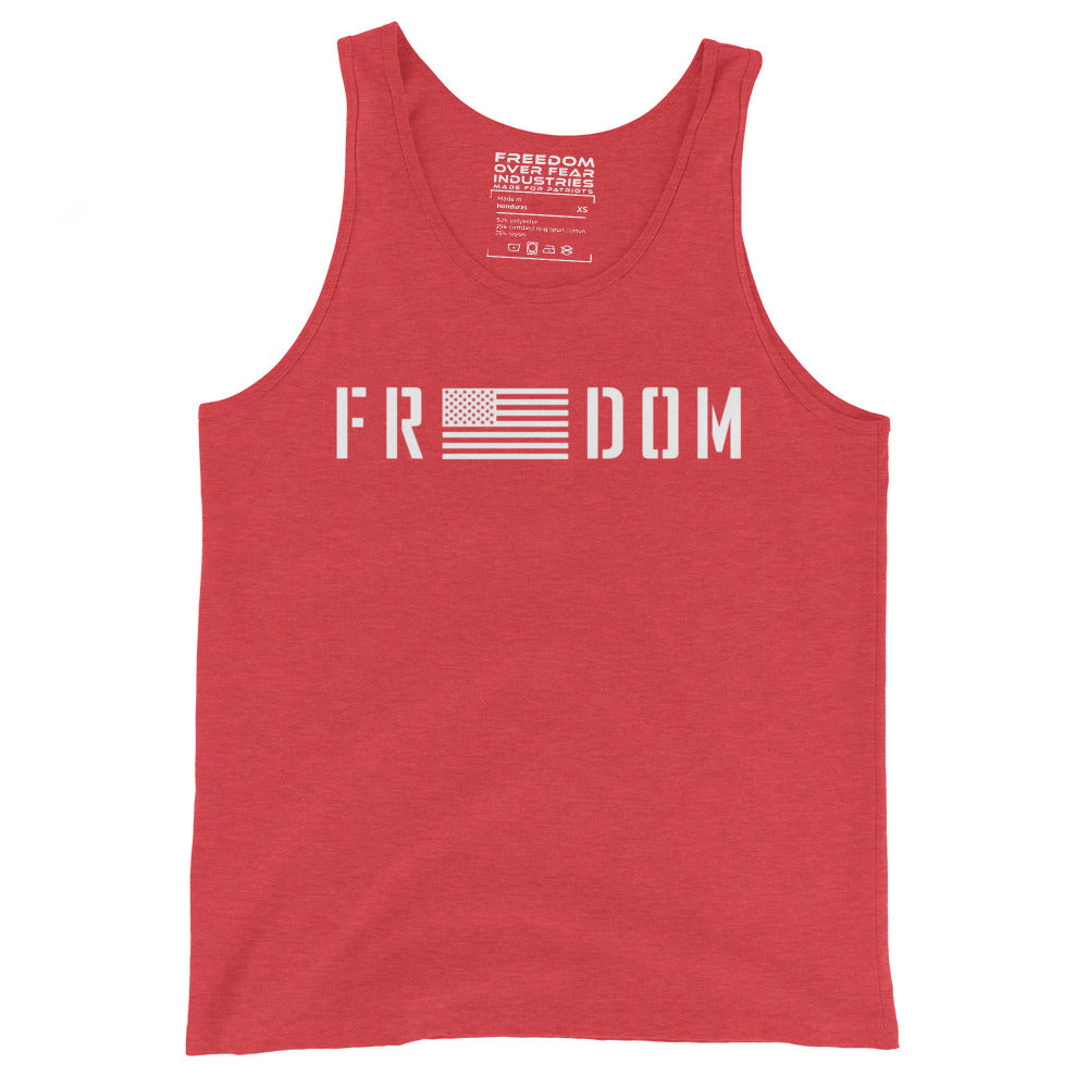 Freedom Flag USA Patriotic Premium Unisex Tank Top Freedom Over Fear Industries