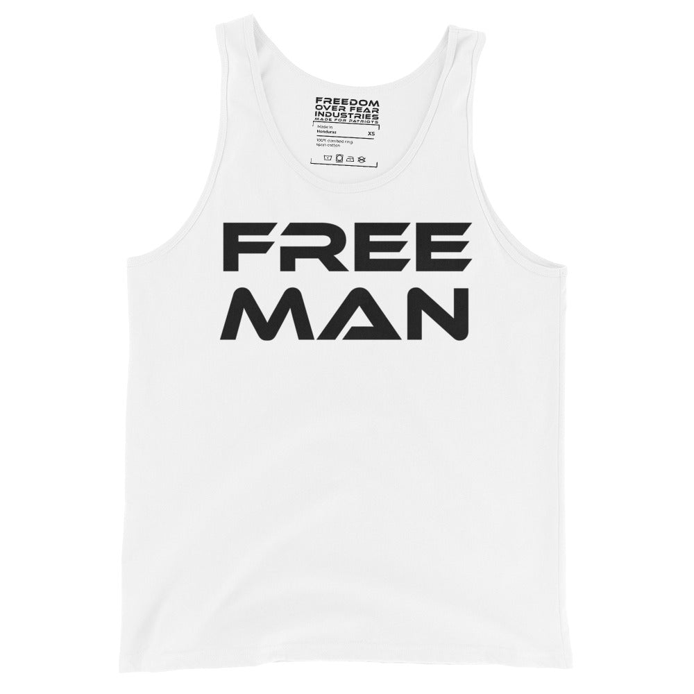 Free Man Tank Top Premium Patriotic Unisex Tank Top Freedom Over Fear Industries