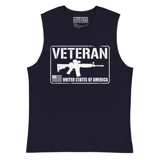 USA Veteran Muscle Shirt Freedom Over Fear Industries