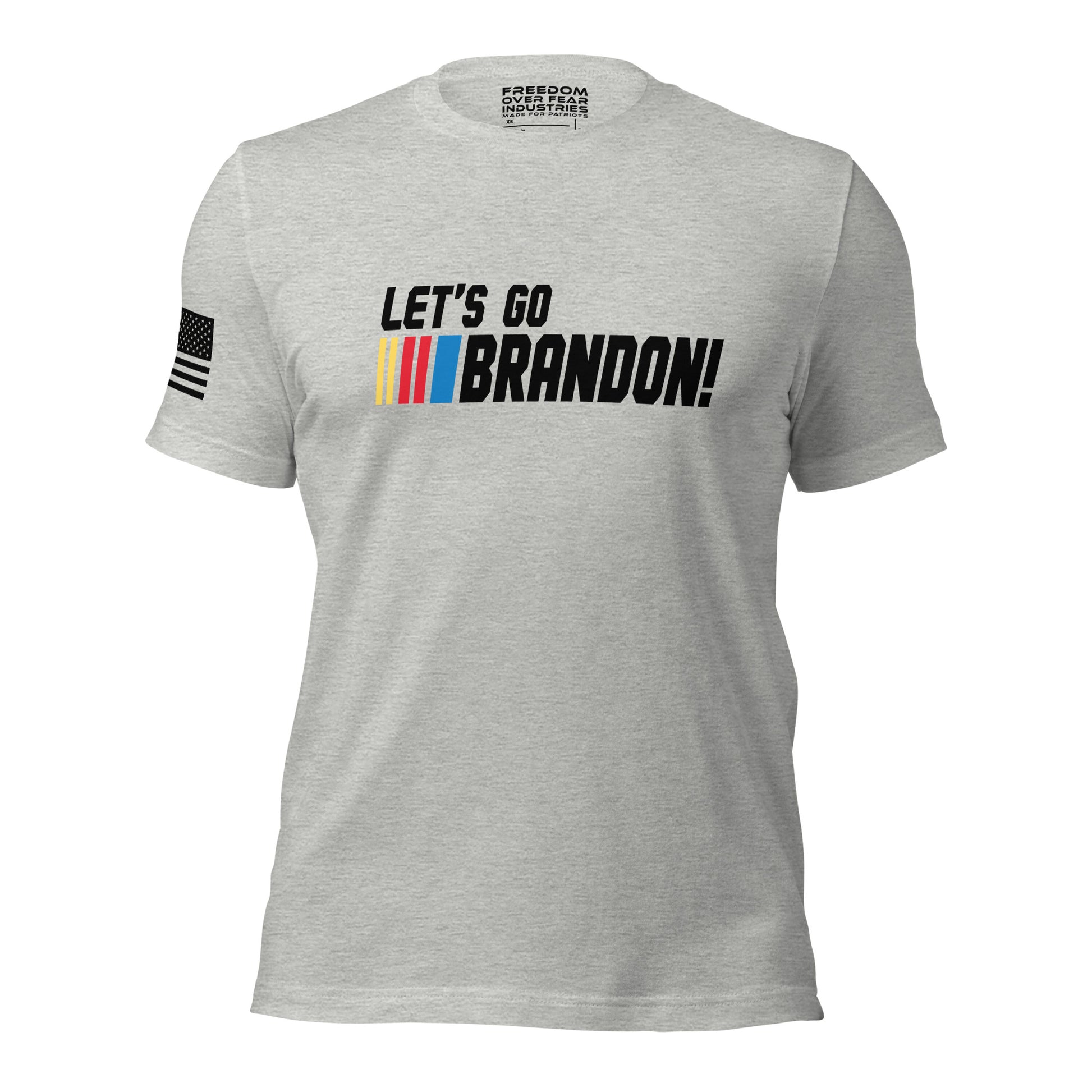 Let&#39;s Go Brandon Racing Ed. Patriotic USA Mandate Freedom Conservative 2A 2nd Second Amendment Gun Rights Rifle FJB Range Day Men&#39;s Shirt Freedom Over Fear Industries