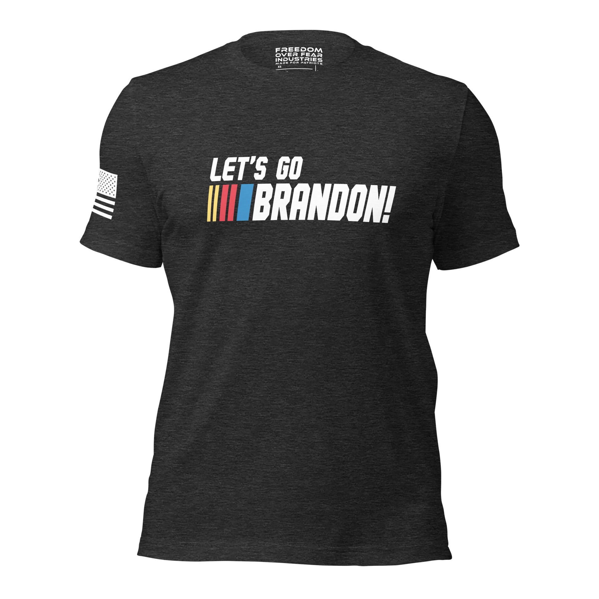 Let&#39;s Go Brandon Racing Ed. Patriotic USA Mandate Freedom Conservative 2A 2nd Second Amendment Gun Rights Rifle FJB Range Day Men&#39;s Shirt Freedom Over Fear Industries