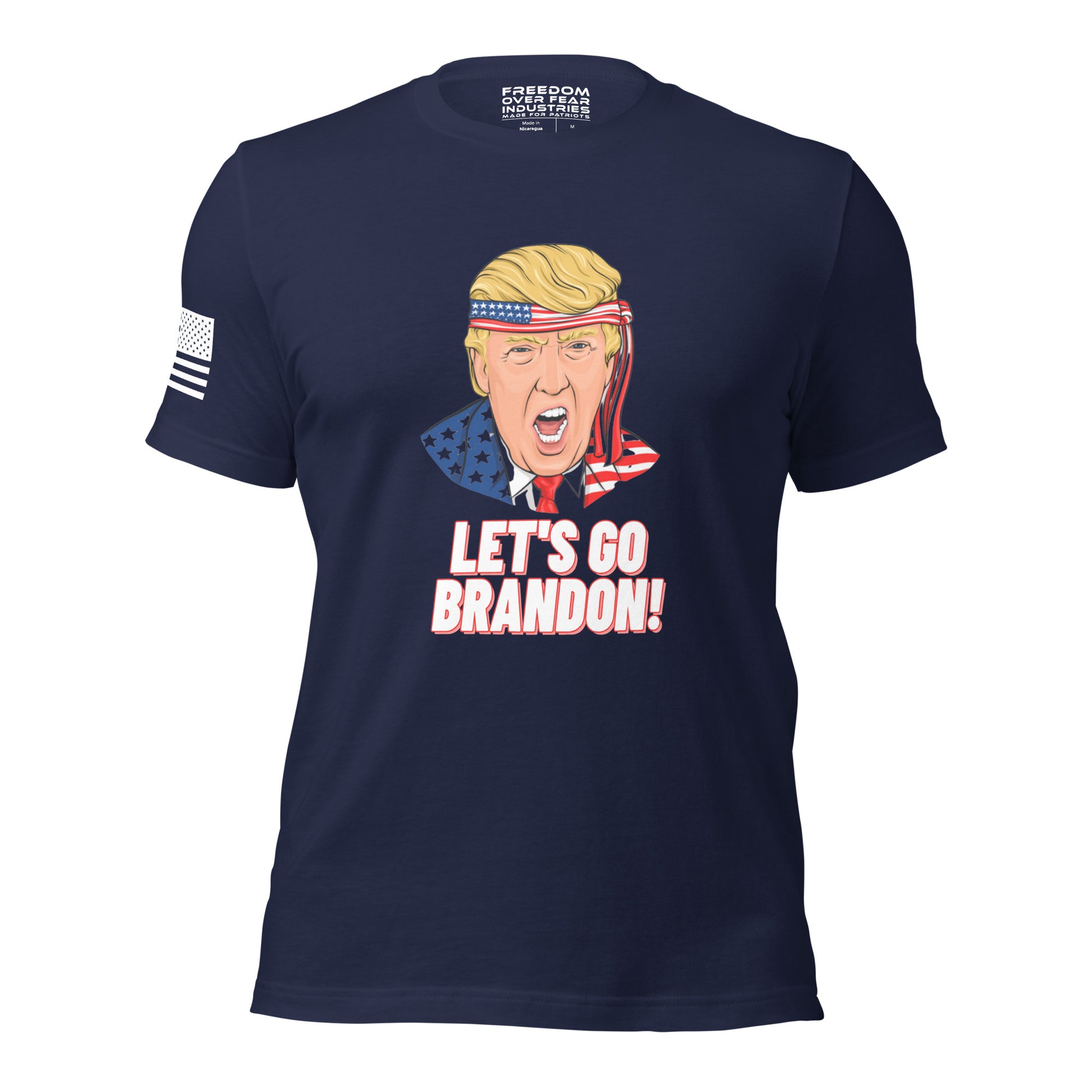 Let&#39;s Go Brandon! Trump Ed. Patriotic USA Mandate Freedom Conservative 2A 2nd Second Amendment Gun Rights Rifle FJB Range Day Men&#39;s Shirt Freedom Over Fear Industries