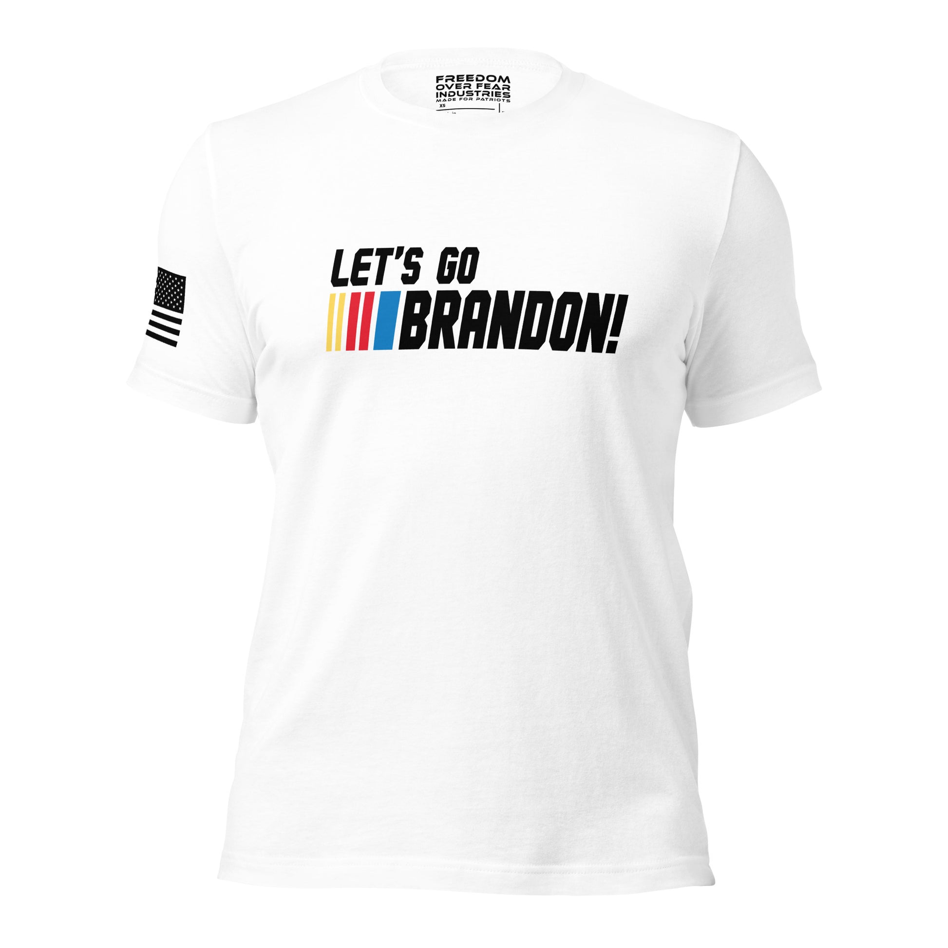 Let&#39;s Go Brandon Racing Ed. Patriotic USA Mandate Freedom Conservative 2A 2nd Second Amendment Gun Rights Rifle FJB Range Day Men&#39;s Shirt Freedom Over Fear Industries