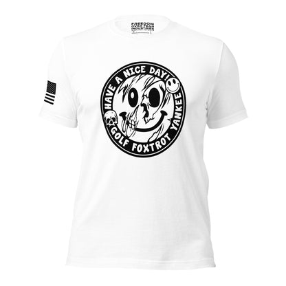 Have a Nice Day GFY Shredded Smiley Men&#39;s T-Shirt Freedom Over Fear Industries