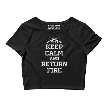 Keep Calm Women's Crop Tee Freedom Over Fear Industries