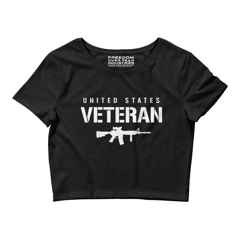 United States Veteran Women's Crop Tee Freedom Over Fear Industries