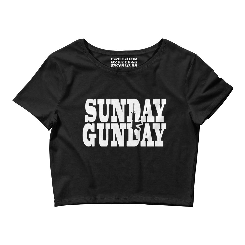 Sunday Gunday Women's Crop Tee Freedom Over Fear Industries