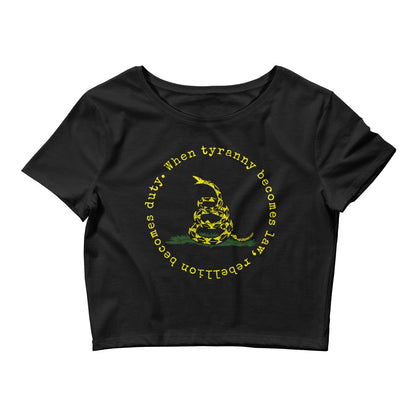 Rebellion Women's Crop Tee Freedom Over Fear Industries