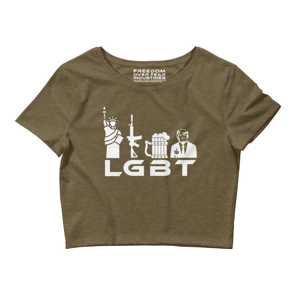 LGBT Women's Crop Tee Freedom Over Fear Industries