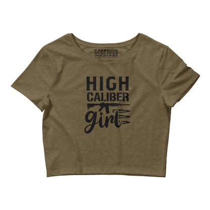 High Caliber Girl Women's Crop Tee Freedom Over Fear Industries