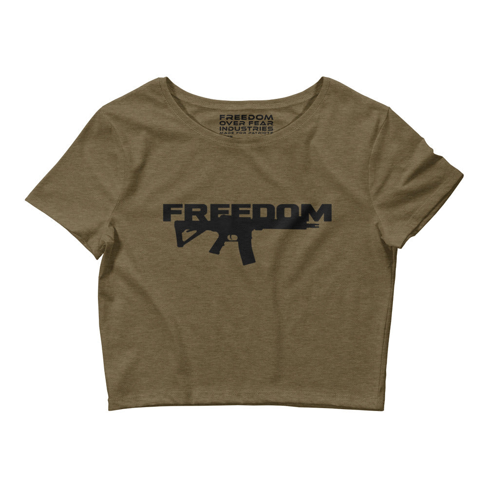 Freedom Rifle Women's Crop Tee Freedom Over Fear Industries