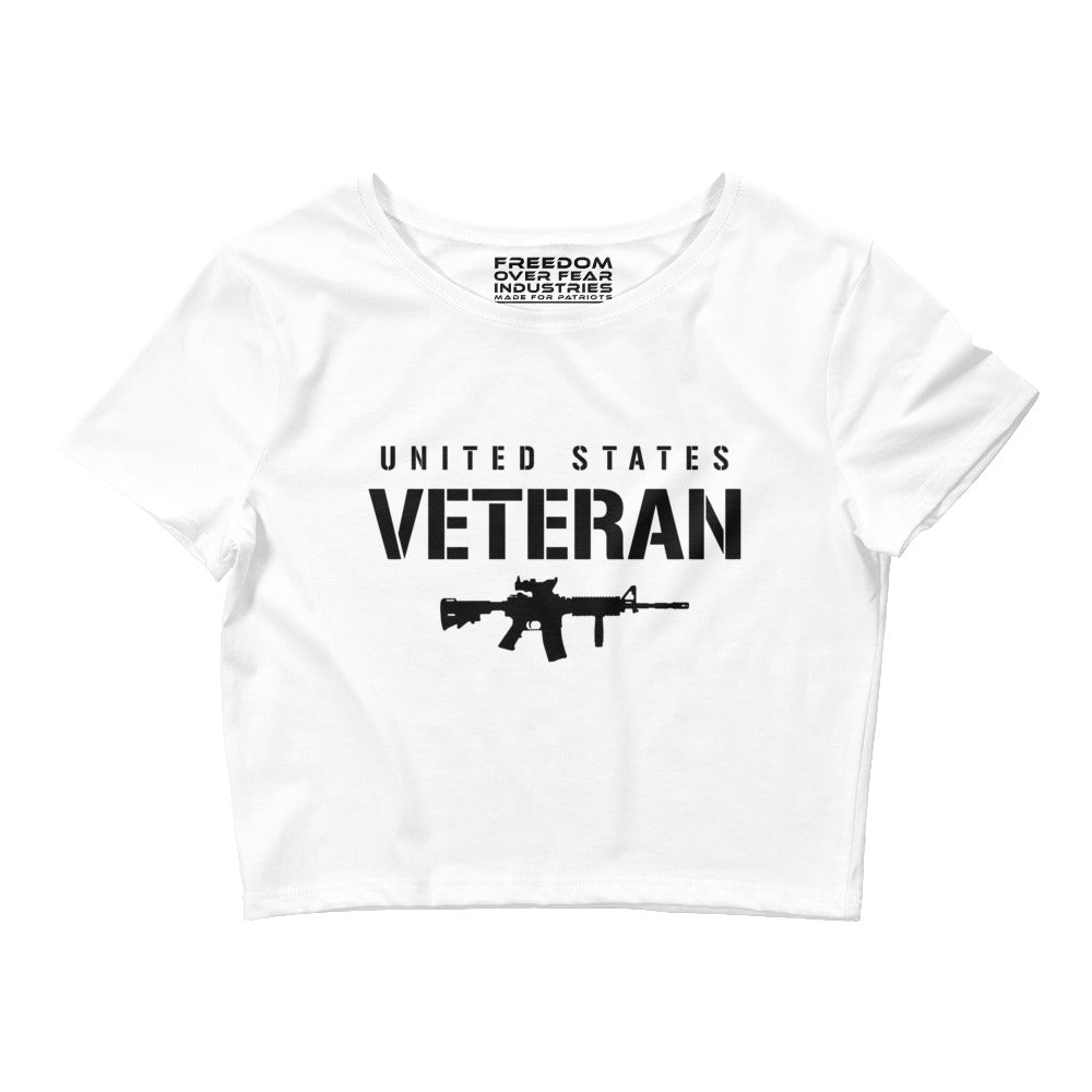 United States Veteran Women's Crop Tee Freedom Over Fear Industries